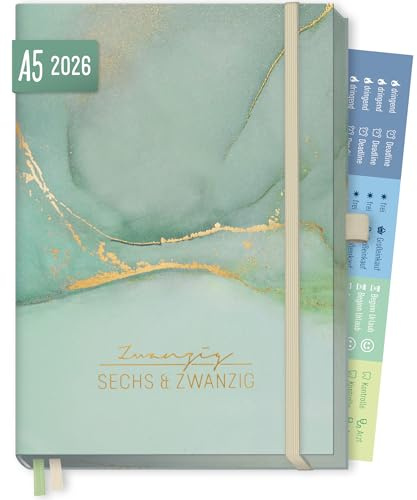 Häfft® Business-Timer Deluxe 2026 A5 Soft Green 1 Woche 2 Seiten | Terminplaner, Wochenkalender, Terminkalender, Wochenplaner