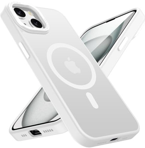KPPIT Magnetic case for iPhone 15 Plus Compatible with MagSafe 6.7 inch, Shockproof Drop Protection, Frosted Translucent Back Phone Case for iphone 15 Plus,Transparent