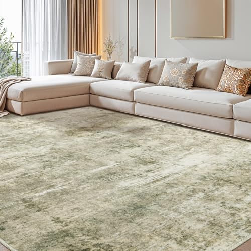 AiAngu Waschbarer Abstrakte Teppich Wohnzimmer 160x230cm, Ultraweicher Kurzfloriger, Flächenteppich Mit Rutschfester Unterseite, Großer Teppich für Schlafzimmer und Esszimmer(Braun/Gold)