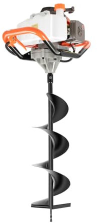 LNINNERY Benzin-Erdbohrer mit 3 Bohraufsätzen 52CC 2-Takt-Motor Zaunpfostenbohrer für Garten und EIS