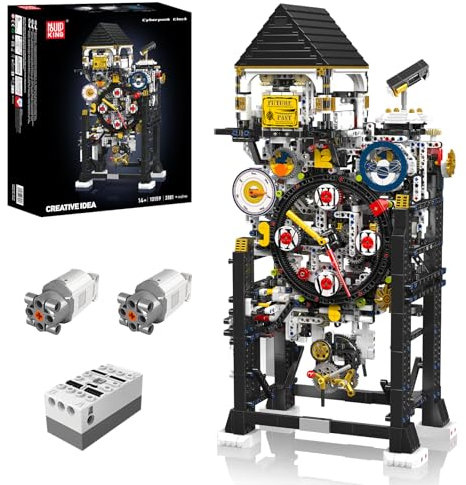 Mould King 10159 Cyberpunk Uhr Bausatz Klemmbausteine Set, 3181+ Teiles Elektrische Wecker Modell Bausteine Set, STEM Kreativ Uhr Modell Bausteine Kit für Erwachsene/Kinder 14+