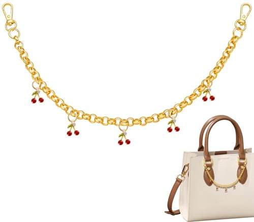 Kirschgoldener Schlüsselanhänger, Taschenanhänger, Doppelschnalle, trendiges Schlüsselanhänger-Zubehör, süße Geldbörsenanhänger, modischer dekorativer Schmuck für Damen, Handtaschen, Geldbörse