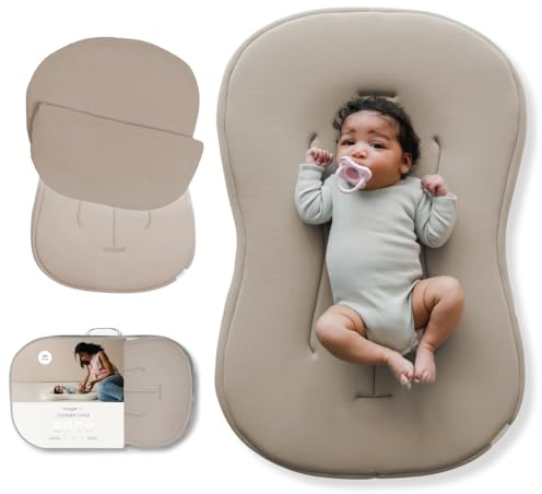 snuggle me® Baby Lounger Curve (0-6 Months) - Premium Organic Cotton with Foam Core, Machine-Washable Cover, Buttery-Soft & Breathable CSPC Compliant Infant Lounger Baby Nest with Travel Bag - Birch