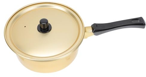 Didiseaon Golden Korean Ramen Cooking Pot for Making Instant Noodles and Hot Milk, Thickened Aluminum Stockpot with Single Handle, Heat-Resistant, Suitable for Gas Stove Use