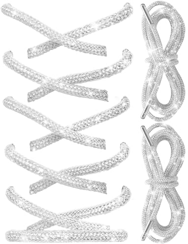 UamGlsob 4mm Sparkly Rhinestone Round Laces for Trainers | Bling Crystal Diamonds Strings Cord Replacement for Sneakers, Boots and DIY Hoodie Drawstrings