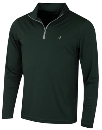 Calvin Klein Mens Harlem 1/4 Zip Sweater - Evergreen - XL