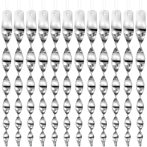 12 Pcs Répulsif Oiseaux, Tiges Rotatives Anti-Oiseaux Argentées, Spirale Réfléchissante Barre Effaroucheur, 360 Degrés Repulsif, Tiges Réfléchissantes, pour Balcon,Arbres Fruitiers,Potager