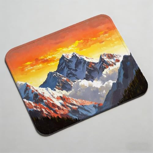 Tapis de Souris chaîne Montagnes Coucher Soleil, Tapis de Souris Gaming Antidérapante, Imperméable, Mousepad Petit Portable pour Bureau Maison, PC et Ordinateur Portable 500x250x3mm 0O-856