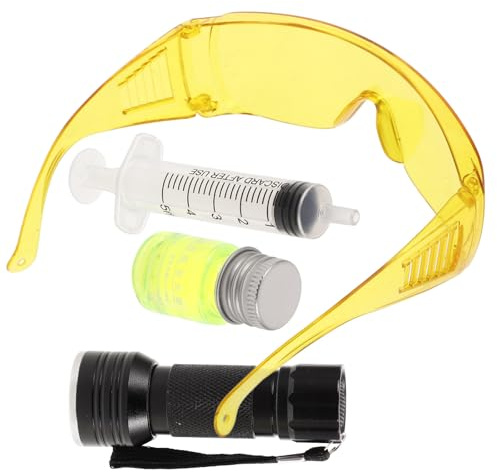 FOYTOKI Kit de Détection de Fuite Climatisation Voiture et Maison Lampe Torche UV, Fluorescéine et Lunettes de Protection pour Réparation Professionnelle