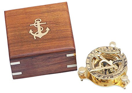 Handcrafted Model Ships Kapitänszirkel aus Messing, dreieckig, Sonnenuhr-Kompass, 7,6 cm, Messing-Schreibtisch-Kompass, nautische Dekoration, Heimdekoration, Werbegeschenk