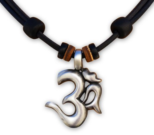 HANA LIMA Lederkette Om Shiva Buddha Indien Halskette Surferhalskette