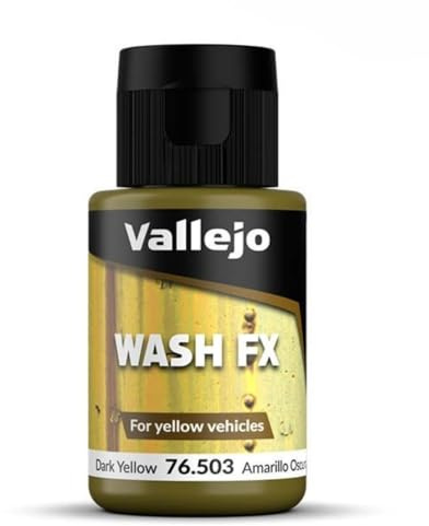Vallejo - Wash FX | Dark Yellow 35 ml. (1.18 fl.oz.) | Designed for Yellow Vehicles | Visual Realism for your Projects | Brush or Airbrush Use