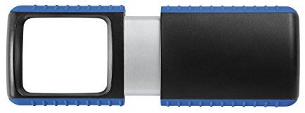 Wedo 271741503 Lupe Outdoor Rechtecklupe (mit LED Beleuchtung inklusive Batterie) schwarz/blau, 5 x 1,5 x 12 cm