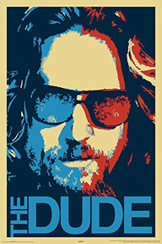 Close Up The Big Lebowski Poster The Dude (61cm x 91,5cm) + 2 St. Schwarze Posterleisten mit Aufhängung