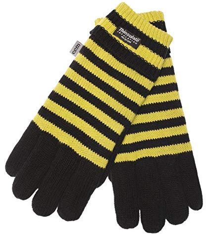 EEM Strick Handschuhe DORTMUND mit Thinsulate Thermofutter aus Polyester, Strickmaterial aus 100% Baumwolle, Fußball; schwarz-gelb, L