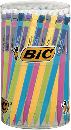 BIC Matic Fun - Porte-Mines légers et Robustes - Pointe Fine 0,7 mm HB - Couleurs Vives Assorties, Tubo de 60