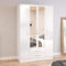 Happy Beds Lynx 4 Door Combination Mirrored Wardrobe Bedroom Furniture Storage White