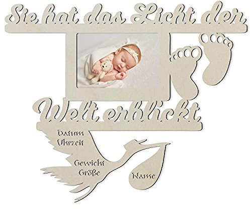Baby Mädchen Wand Bilderrahmen mit Namen und Geburtsdaten Geschenke zur Geburt Geschenke für das Babyzimmer erstes Jahr Babygeschenke für Neugeborene