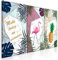 decomonkey Bilder Modern Blätter 180x90 cm 3 Teilig Wandbild Groß Leinwandbild XXL Deko Wohnzimmer Schlafzimmer Büro Wanddeko Leinwand Pictures For Wall Poster Ananas Pineapple Flamingo Textur