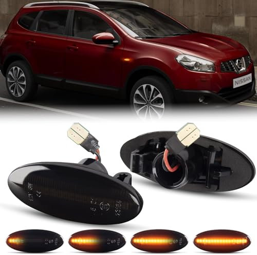 OZ-LAMPE Clignotant Latéral LED Dynamique pour Nissa-n Cube Juke Leaf Micra K12 Micra K13 Note E11 Qashqai J10 X-trail T31 Indicateur latéral Fumée Feux Répétiteurs Séquentiels,2 Lampes