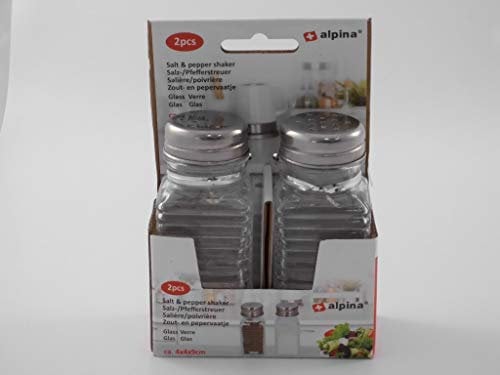 Alpina Small Glass Salt And Pepper Shakers Pots Set Of 2 Screw Top Square Salt & Pepper Spice Seasoning Glass Shakers Jars