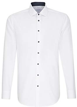 Seidensticker Herren Business Hemd - Shaped Fit - Bügelfrei - Kent-Kragen - Langarm - 100% Baumwolle, Weiß (Weiß 01), 46 EU