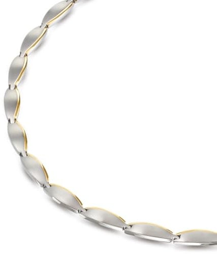 Boccia Damen Halskette in der Farbe Silber poliert mit goldplattierten Akzenten, antiallergen, 45cm, 08034-02