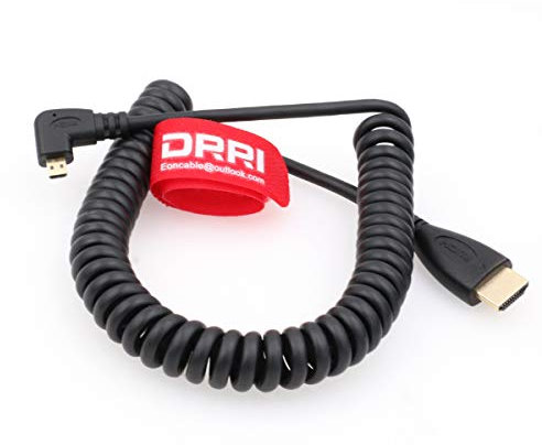 DRRI Micro-HDMI auf HDMI 1080P HDTV-Kabel für Kameras nach links und rechts abgewinkelt.