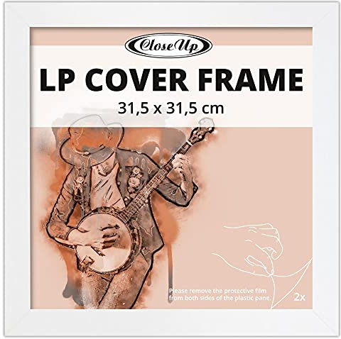 Close Up LP Album Cover Schallplatten Rahmen - 31,5 x 31,5 cm, weiß, aus MDF Holzwerkstoff/Flat Design