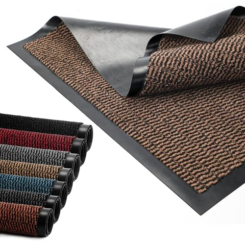 BLADO Door Mat Barrier Mat Non Slip Rubber Mats Washable Light Weight Heavy Duty | Floor Mats Kitchen Rugs Dirt Trapper Doormat Entrance Rug Shoes Scraper Super Absorbent Carpet (120cm x 180cm, Brown)