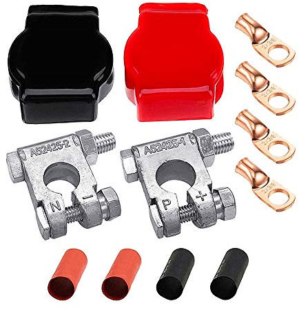 Schwerlast-Batterieklemme Kit über den positive und negative Bleilegierung Batterie Polklemmen Mit Abdeckung Battery Terminal Für Auto