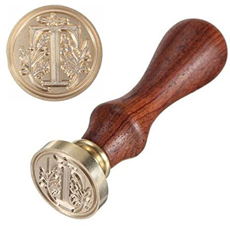 Anawakia Siegelstempel Vintage-Stil Wachs Siegelstempel Siegel Set A-Z Dekorativer Siegel Petschaft Holzgriff Brief 26 Buchstaben DIY Holz Wachs Siegel Stempel 1 Stück (T)