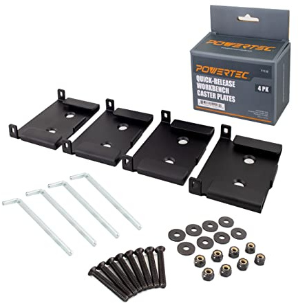 POWERTEC 71132V Schnellspanner-Werkbank-Rollenplatten, 4 Stück