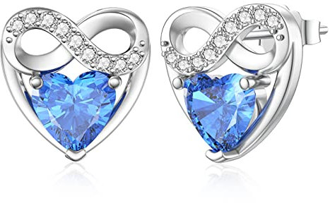 Unendlichkeit Liebe Herz Ohrstecker blau Tansanit Ohrringe für Frauen Geburtstag Geschenke