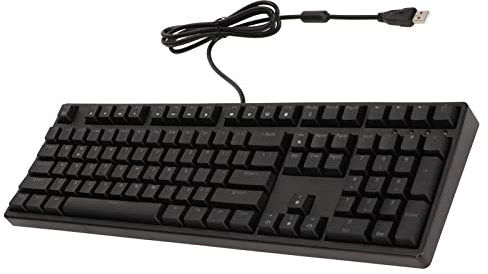 PUSOKEI Mechanical Gaming Keyboard, 108 Key Full Size Wired Keyboard with Brown Switches, USB LED Backlit Keyboard, Multimedia Keys, Ergonomic Keyboard for Windows PC Gamer