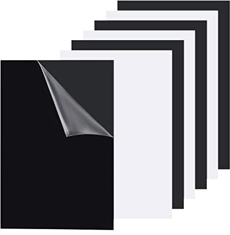 BENECREAT 6 Paquetes de Hojas de plástico ABS Blanco y Negro,19.9cmx30cm Placas de Plástico Rectángulo Hoja de Plástico Panel Acrílico para Manualidades Señales, Fotografía, Pintura, 0.5mm de Espesor