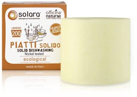 Officina Naturae Solara-Reinigungsmittel, feste Orange, Süß, Bio, nachhaltig, vegan, Kunststofffrei, 180 g
