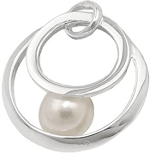 Anhänger zwei Kreise 16mm mit Süßwasser-Zuchtperle 925 Silber Halsschmuck