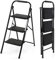 GOPLUS Escabeau Pliable à 3 Marches pour Adultes, Léger avec Pédale Large Anti-Dérapante et Poignée Confortable, Escabeau Portable pour Maison et Bureau, Noir