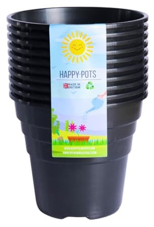 Happy Pots Lot de 10 pots de fleurs réutilisables en plastique de qualité supérieure pour intérieur/extérieur, décoration d'intérieur, jardinage - 12,5 cm, ronds, robustes, résistants aux UV,