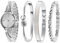 TIME100 Montre pour Femmes avec Bracelet en Argent et Cristal Couleur Set