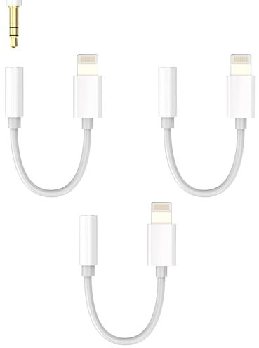 Cavo adattatore AUX per iPhone da 3,5 mm a jack Lightning, splitter (3 confezioni), connettore audio, accessorio Apple MFI, certificato compatibile con 14, 13, 12, 11 Pro Max Mini 8, 7 Plus X Xs SE 6