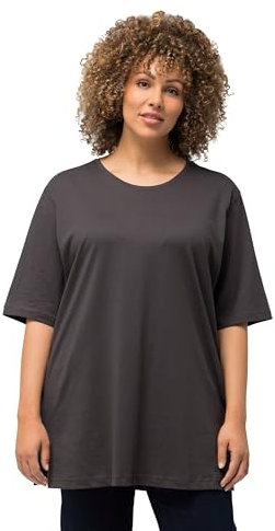 Ulla Popken Damen Basic, Rundhals T-Shirts, Graphitgrau, 46-48