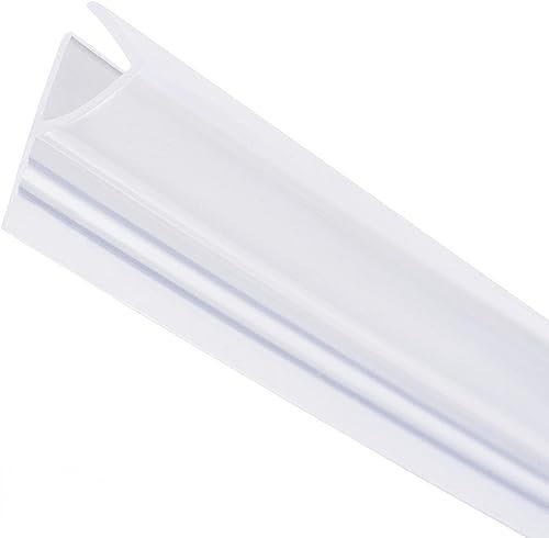 MACHSWON Frameless Glass Shower Door Sweep for 0.24inch(6mm) Glass, h Shape Door Bottom Side Seal Strip with 10mm Drip Rail, Bath Shower Screen Seal, 1M Long White