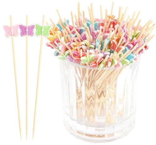 100pcs Cocktailspieße Natürliche Bambus Spieße Cocktail Picks Holz Zahnstocher Mit Libellen 12cm Bambus Zahnstocher Für Vorspeisen Cocktail Spieße Für Obst Party Snacks Food Picks