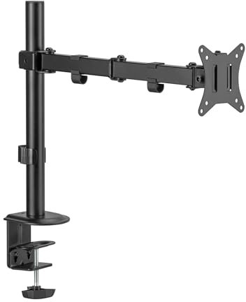 TM Electron Soporte Articulado con 2 Brazos para Monitor, VESA hasta 100X100, para Pantallas de 17” a 32” y hasta 9kg, Guía para Cables, Orientación Vertical y Horizontal