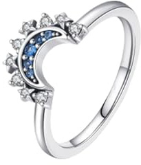 NLIADVY „to My Best Friend, I'm Always Right Here“-Ring „Sonne und Mond“, 925er-Sterlingsilber, Freundschaftsversprechen, passende Ringe (1PCS-A,6)