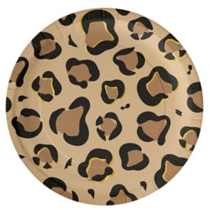 PD-Party 7130002 Fröhlich Partei Platten | Speziell Thema | Tisch Dekoration – Leopard, Pack von 8, Mehrfarben, 22.6cm Länge x 22.6cm Breite x 1.6cm Höhe