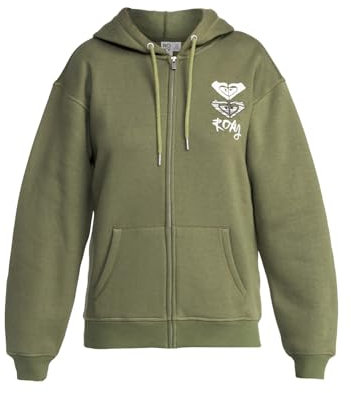 Roxy Surf Stoked Zipped Brushed Sweatshirt, Oil Green, M Women's