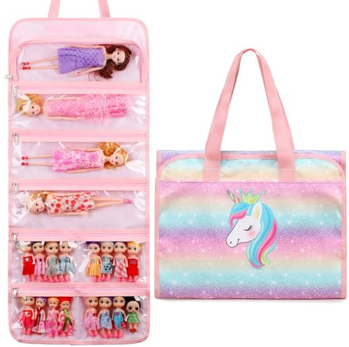 Octsky Aufbewahrungstasche für Spielzeugpuppen, Tragetasche, kompatibel mit LOL Surprise Toys Puppen Omg, hängende Organizer-Aufbewahrungstasche mit 8 transparenten Fenstertaschen, nur Tasche